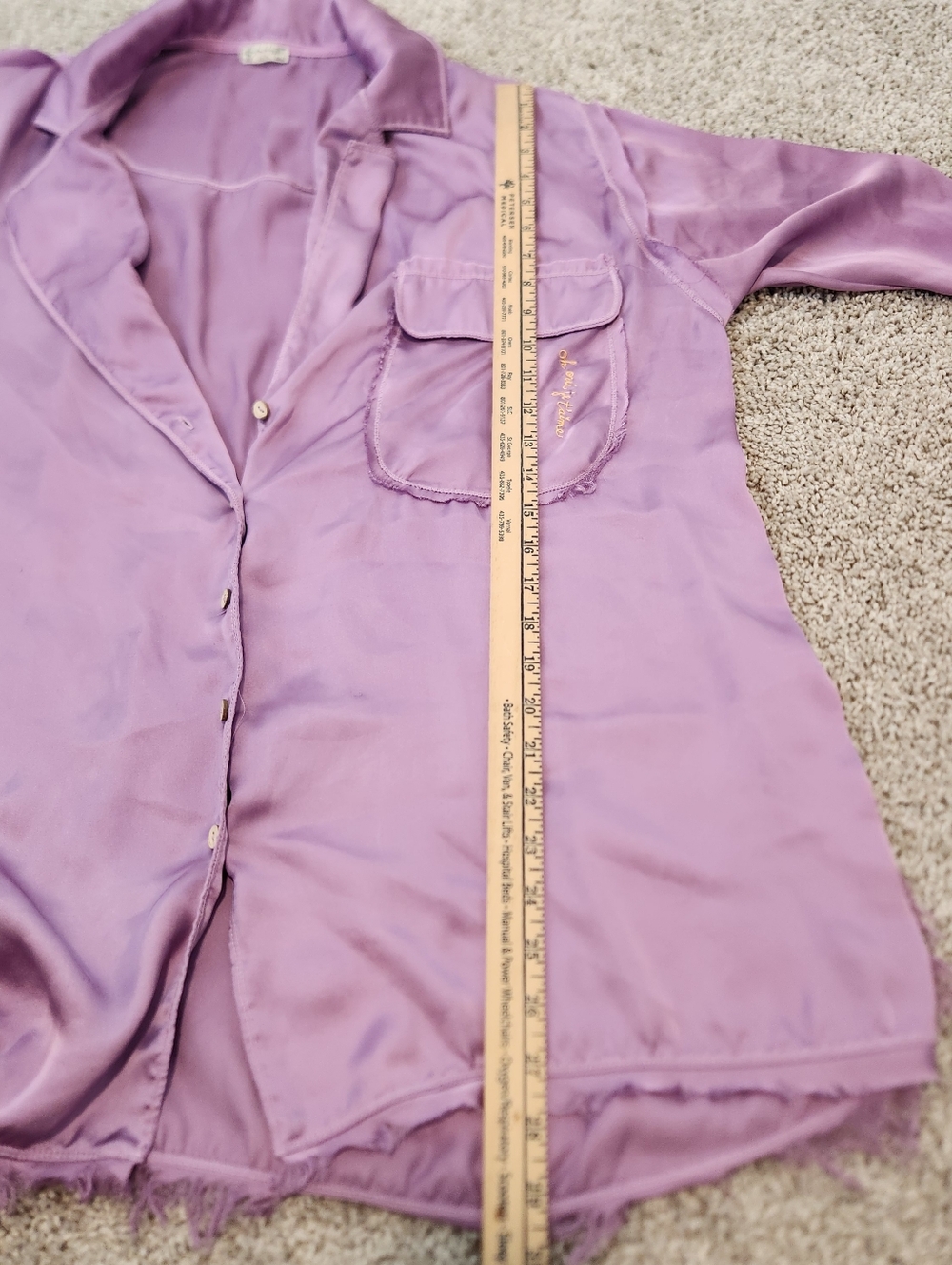 Free People Like Honey PJ Shirt Purple Oversized Satin Sleep Shirt Size Medium - Picture 8 of 10
